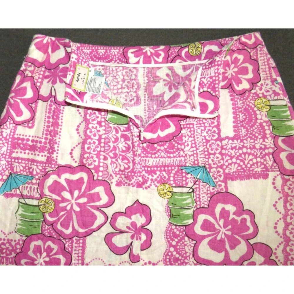 Dandy By Randi M. Linen Retro Floral Hawaiian Vacation Print Mini Skirt Size 10